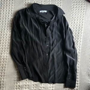 Frame Denim Black Silk Button Up Shirt